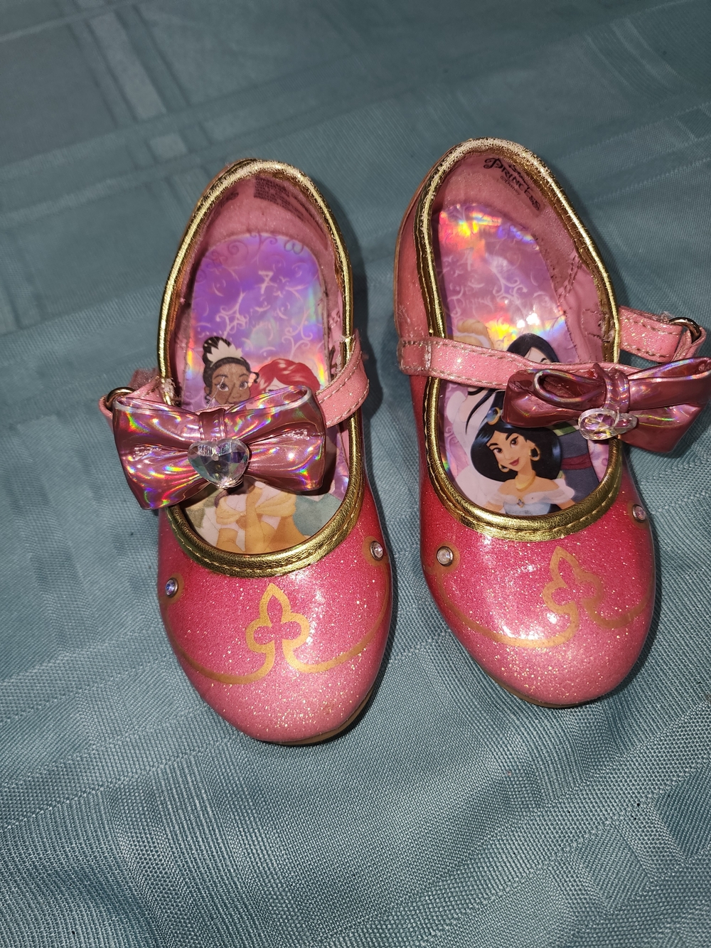 Girls 7c Pink Glitter Princess Shoes with Bow